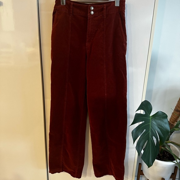 Women's High-Rise Wide Leg Corduroy Pants | Burnt Orange | Knox Rose | Size 6 - Picture 4 of 11